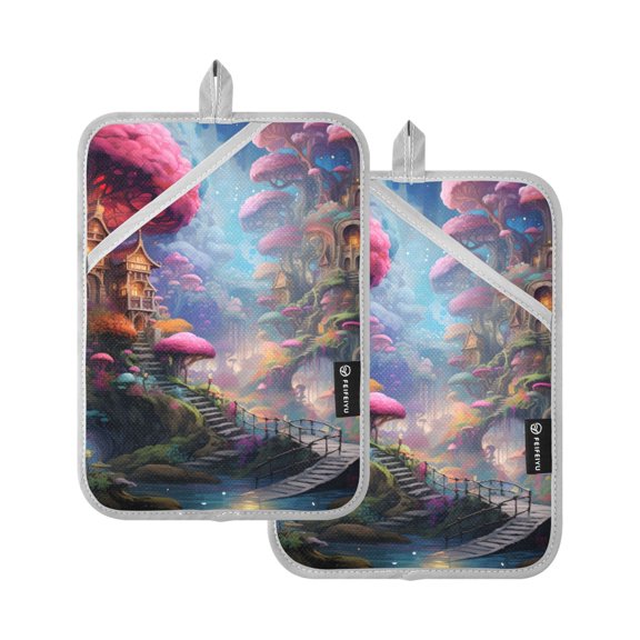 ALAZA Mushrooms Magic Pot Holders Set of 2 Heat Resistant Kitchen Oven Mitts