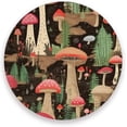 thumbnail image 1 of Mushrooms Pattern Coaster, Drinks Round Absorbent Stone Set with Ceramic Stone and Cork Base, Tabletop Protection Mats and Cups Place for 4PCS Home Decor, 1 of 6