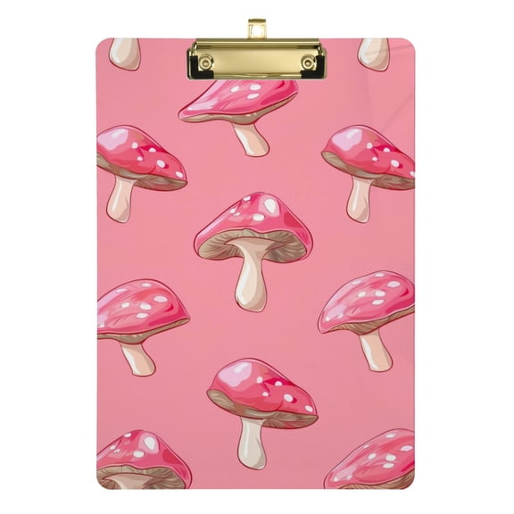 Mushrooms Pink Acrylic Clipboards 12 x 9 Inch A4 Size with Low Profile Clip Hanging Clipboard for Classroom School Office