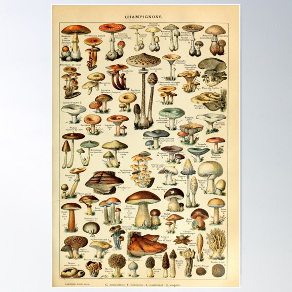 Mushrooms Poster Wall Art, Modern Wall Decor For Living Room Bedroom, 8x12 UNFRAMED