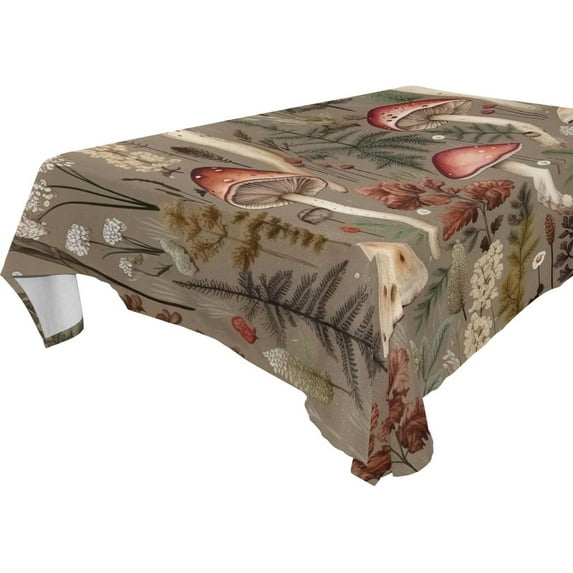 Mushrooms Rectangle Tablecloth Waterproof Polyester Table Clothative Stain Resistant & Wrinkle Resistant Washable Table Cover for Dining Table/Party/Camping 60x60 Inch Decor Gift