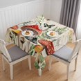 thumbnail image 1 of Mushrooms Table Cloth Waterproof Tablecloths, Butterfly Botanical Country Plants Beige Tablecloth Dining Table Cover for Kitchen Party Tabletop Outdoor, Square Tablecloth 60x60 Inch, 1 of 8