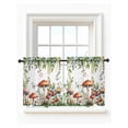 thumbnail image 1 of Mushrooms Tier Curtains 36 Inch Length,Sheer Curtains for Bedroom Living Room Window Spring Flowers Leaves Butterflies Botanical Small Half Window Kitchen Curtains & Drapes 27.5"x36" 2 Panels, 1 of 6