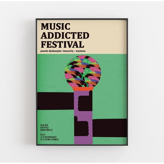 Music Addicted Festival Original Polish Poster From Concert Art GigPoster Decor WrocƒÂ¥¢â‚¬Å¡Aw Green Vintage 50X70 B2 Wall Art Modern Wall Decor Art