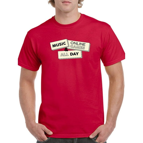 Music And Online Games Men T-Shirt, Male x-Large