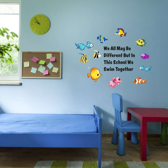 Music And Peotry Is From Yellow Fish Mermaid Dolphin Colorful Fish Salt Water Princess Creatures Seahorse Queen Sweet Unicorn Lovely Dream Decorating Wall Decal Sticker - Size: 20 In X 16 In