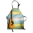 thumbnail image 1 of Music Apron Acoustic Guitar on Colorful Painted Aged Wooden Planks Rustic Country Design Print, Unisex Kitchen Bib Apron with Adjustable Neck for Cooking Baking Gardening, Multicolor, by Ambesonne, 1 of 3