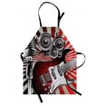 thumbnail image 1 of Music Apron Music Old Fashioned Speaker Loudspeaker Geometrical Striped Background, Unisex Kitchen Bib Apron with Adjustable Neck for Cooking Baking Gardening, Beige Red Burgundy Grey, by Ambesonne, 1 of 4