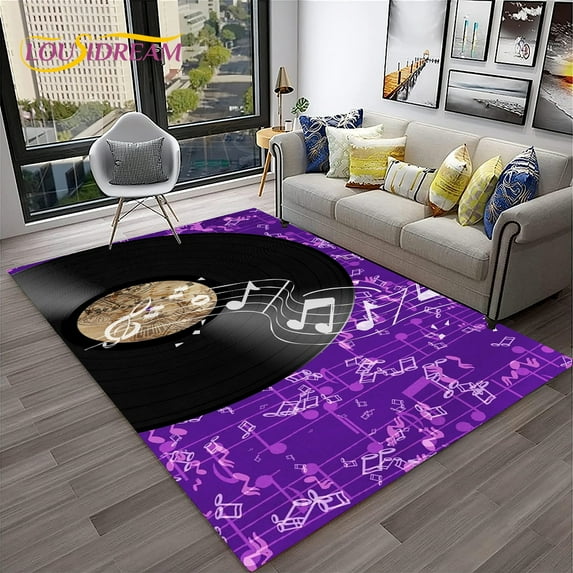 Music Art 3D Vinyl Record Retro Carpet Rug for Home Living Room Bedroom Sofa Doormat r Kid Play Area Rug Non-slip Floor Mat