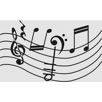 Music Artwork with Musical Notes for Living Room Vinyl Wall Decal - Black and White Design of Sound Art for Bedroom Wall Decoration - 36" x 22"
