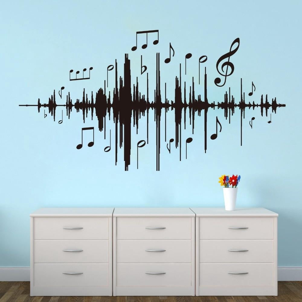 Music Note Wall Block Music Audio Note Wall Decal Nursery Kids Room Large Audio Frequency ...