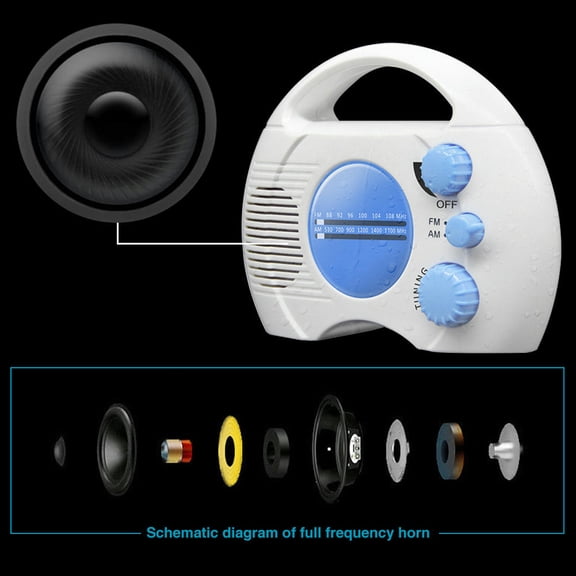 Music Audio Shower Radio Gift Outdoor AM FM Hanging Mini Portable Built In Speaker Desktop Home Bathroom Waterproof ABS