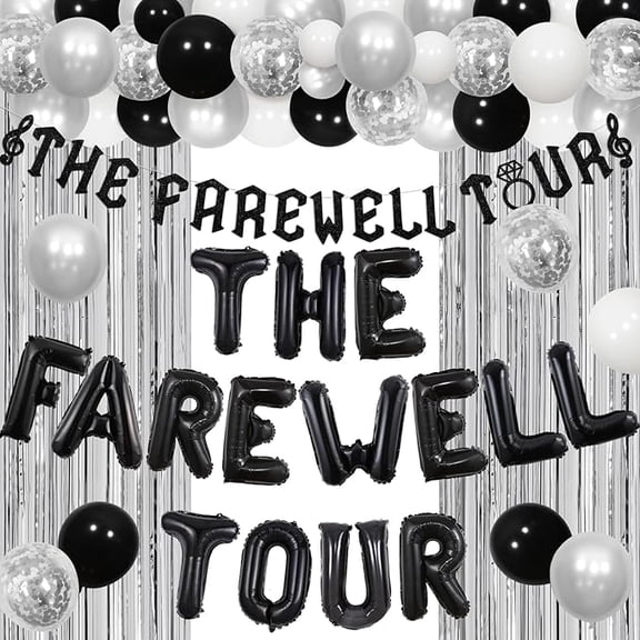 Music Bachelorette Party Decorations, The Farewell Tour Bachelorette Party Decorations Banner Balloons Garland Kit Fringe Curtain for Rock n Roll Music Bachelor Decorations