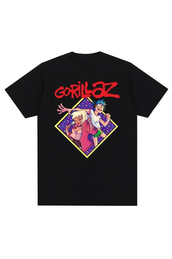 Music Band Gorillazs Punk Rock Print T Shirt 90s Casual Fashion Short Sleeve Plus Size T Shirt Unisex