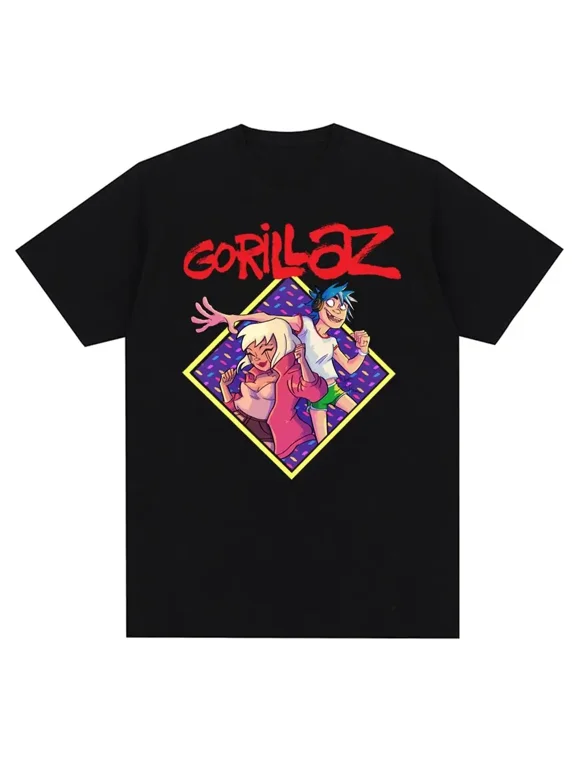 Music Band Gorillazs Punk Rock Print T Shirt 90s Casual Fashion Short Sleeve Plus Size T Shirt Unisex
