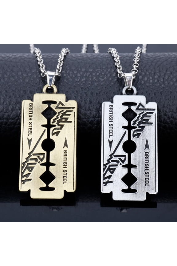 Music Band Judas Priest Necklace Razor Blade Shape Pendant Fashion Link Chain Necklaces