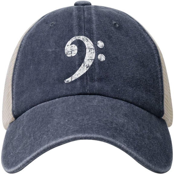 Music Bass Clef Vintage Cowboy Hat Men Vintage Mesh Baseball Cap Women Dad Hat Sun Hat Trucker Hat Black