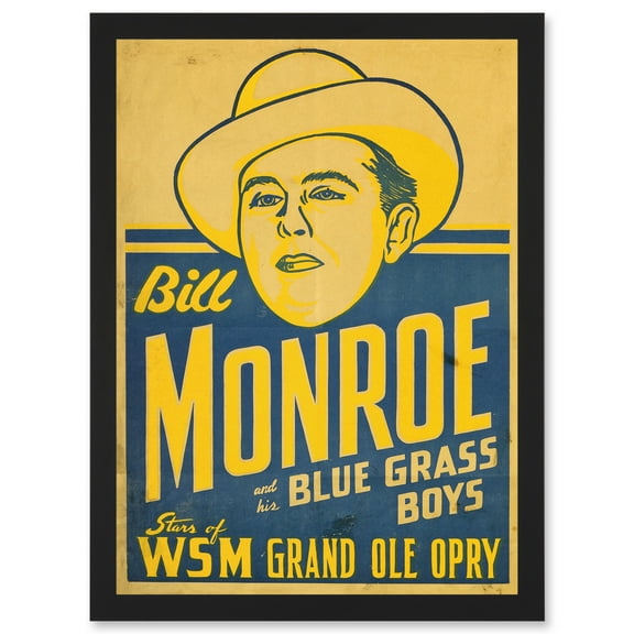 Music Bill Monroe Blue Grass Boys Grand Ole Opry Artwork Framed Wall Art Print A4