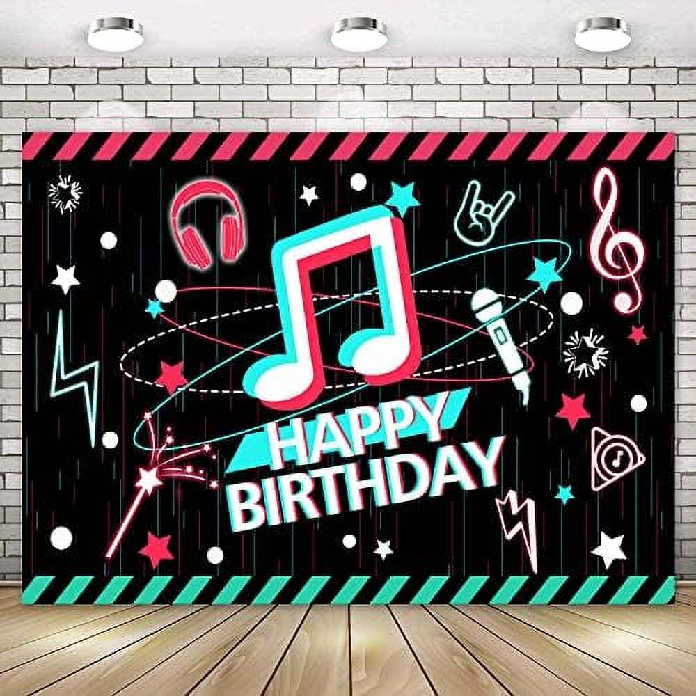 Music Birthday Backdrop Musicial Social Media Happy Birthday Banner