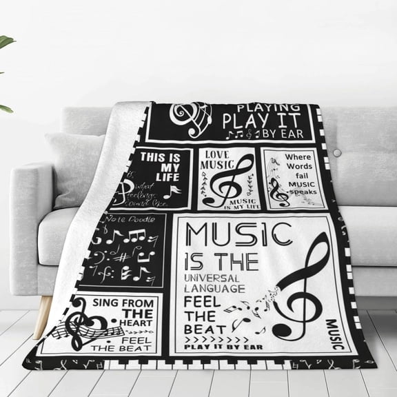 Music Blanket Music Note Blanket Soft Fleece Flannel Bedding Musical Gifts for Musician Women Men Women Lovers Adults Stuff Plush for Couch Sofa Bed Room Decor 50"X60"