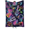 thumbnail image 1 of Music Blanket Musical Instrument Musical Symbols Gifts for Women Men Kids Girls Lady Boys Birthday Christmas Hallowmas Mom Wife Daughter Sisters Colorful Throw Blankets 50"x60", 1 of 6