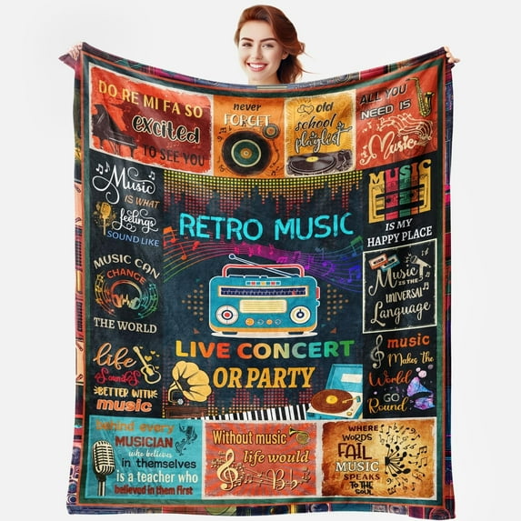 Music Blanket for Men Women Music Throw Blanket Music Studio Decor Music Lover Gifts for Kids Adults 50"X 40"