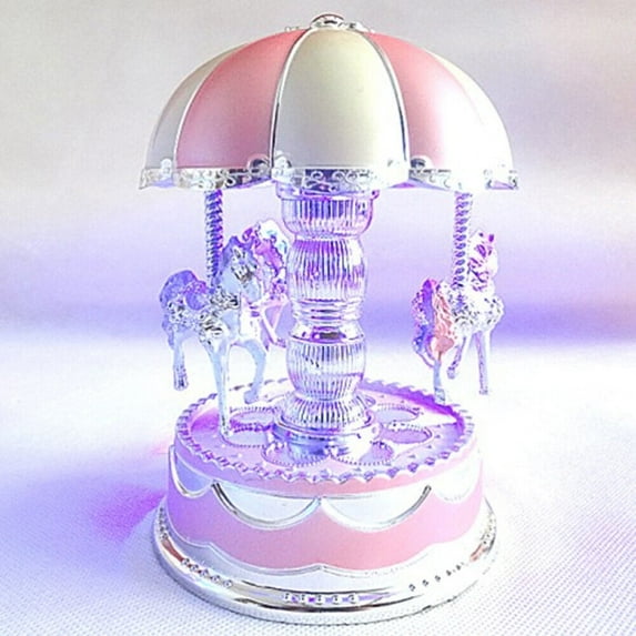 Music Box Boxes for Girls Snow Globes Love Globe Horse Gifts- Luxury Carousel Music Box Rotate LED Light- Luminous Rotation