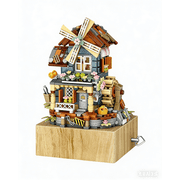 Music Box Building Blocks Set, Japanese Rustic Style Windmill House Toy Set, Mini Farm House MOC Creative Model, for Adults Mini Blocks 799pcs-1239