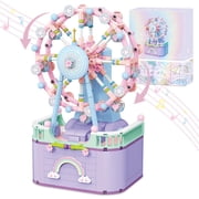Music Box Building Toys, 710 Pcs Rotating Ferris Wheel DIY Building Block for for Kids Aged 6+, Christmas and Valentine Gifts for Adults and Kids