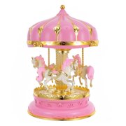 Music Box Carousel Horse Color Lights Unicorn Musical Merry-Go-Round for Girls Women KidsPink