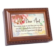 Cottage Garden Dear Aunt Appreciated and Loved Woodgrain Finish 8 x 6 Inch Music Box Plays Tune How Great Thou Art