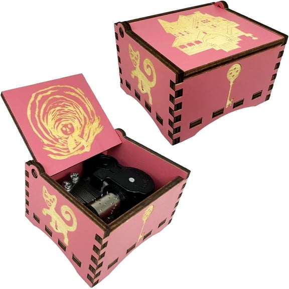 Music Box Engraved Wooden Gifts Mini Musical Box Play Dreaming for Birthday/Anniversary/Valentine's Day/Christmas (Wind up, Pink)