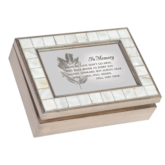 Cottage Garden In Memory Those We Love Grey Brushed Finish 8 x 6 Inch Music Box Plays Tune Amazing Grace