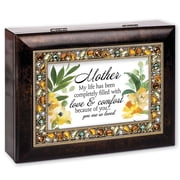Cottage Garden Mother My Life Has Been Filled - Multicolor 8 x 6 Inch Poly-Cast Resin Musical Jewelry Box