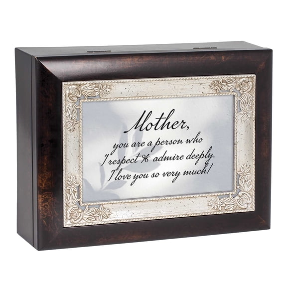 Cottage Garden Mother I Respect Admire - Multicolor 8 x 6 Inch Poly-Cast Resin Musical Jewelry Box