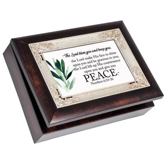 Cottage Garden IMB248S Bless You and Keep You Burlwood Finish Polymer Photo Frame Jewelry Music Box Plays Amazing Grace