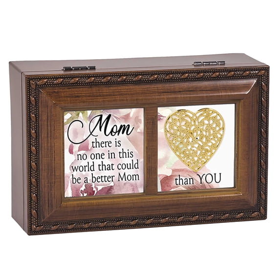 Cottage Garden Mom No One Better - Multicolor 6 x 4 Inch Poly-Cast Resin Musical Jewelry Box