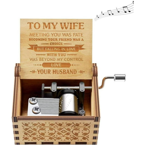 Music Box for Wife, Christmas Birthday Anniversary Valentien Day Gift for Wife Hand Cranked Music Boxes Play You Are My Sunshine