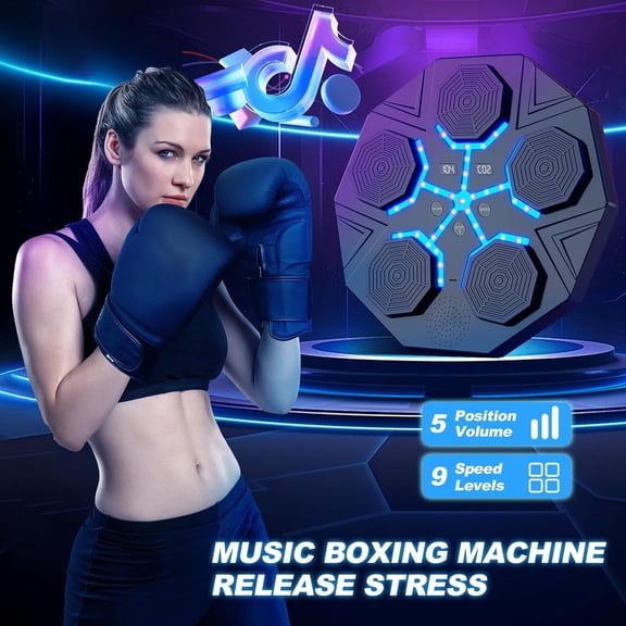 Music Boxing Machine, 9 Speeds Smart Boxing Machine, Boxing Machine Wall Mounted Music, with 2 Pairs of Boxing Gloves, Music Boxing Machine for Adults and Kids, Home Workout, Gym