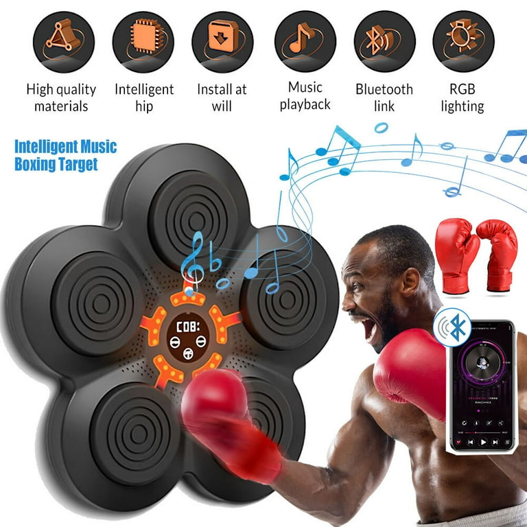 Welan Music Boxing Trainer Unisex Adults Smart Bluetooth Equipment with Gloves Gym Black