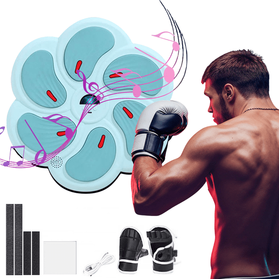 Music Boxing Machine for Adults,Smart Boxing Training Machine,Wall Target Punching Workout for Kids,Reflex Training Suitable for Home,Office,Gym,Fun Fitness Equipment(Blue)