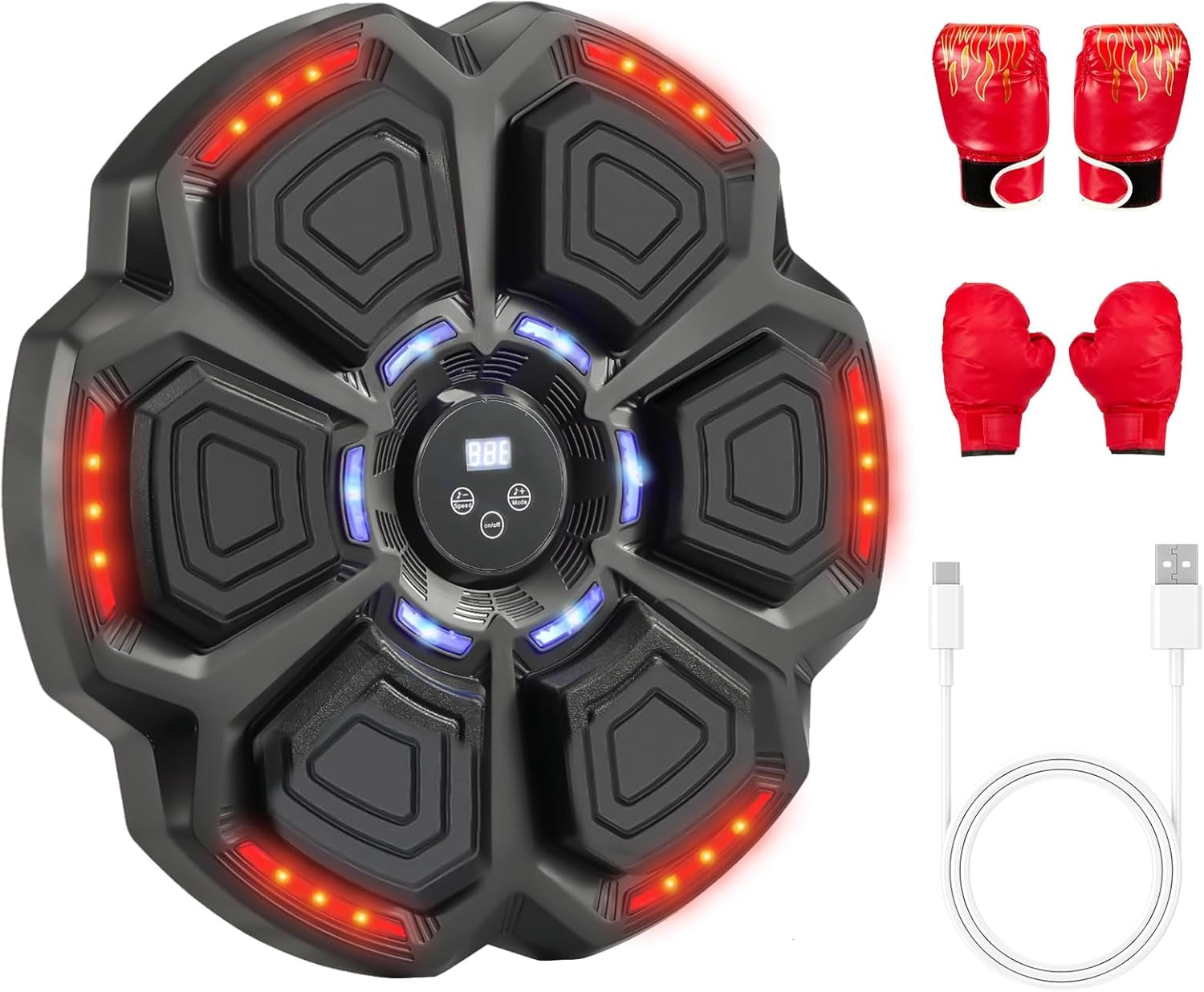 Music Boxing Machine for Adults, Wall Mounted Smart Bluetooth Boxing Training Equipment, Music Punching Machine for Kids with 2 Pairs Boxing Gloves , 10 Modes & 9 Speeds, Boxing Machine for Home,Gym