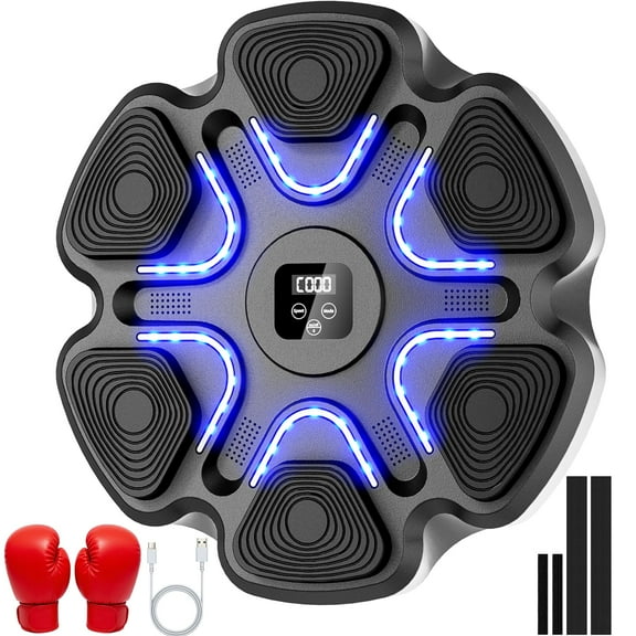 Music Boxing Machine with Bluetooth&LED Display, 9 Training Speeds, Interactive Wall-Mounted Music Punching Machine for Adults&Kids,Boxing Machine Suitable for Indoor Workouts,Home,Gym
