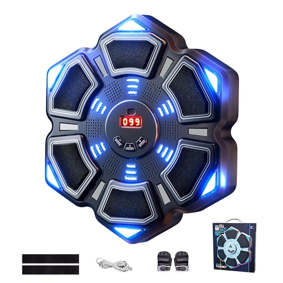 Music Boxing Machine,Boxing Equipment,2026 New Smart Music Boxing Machine with Boxing Gloves, Wall Mounted, Smart Bluetooth Music Boxing Target, Parent-Child Game Boxing Training(Navy)