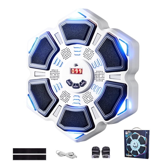 Music Boxing Machine,Boxing Equipment,2026 New Smart Music Boxing Machine with Boxing Gloves, Wall Mounted, Smart Bluetooth Music Boxing Target, Parent-Child Game Boxing Training(White)