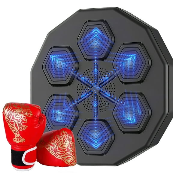 Music Boxing Machine, Family Boxing Training Game, Smart Fun Boxing Training Target, Wall Bluetooth Mounted Punching Pad Bag with Children's Gloves