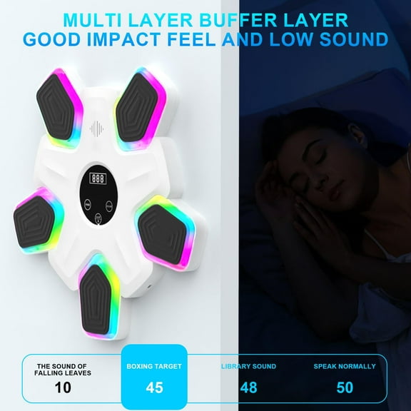 Music Boxing Machine, Intelligent Musical Punching Workout Trainer with 7 LED Color, Boxing Gloves, Smart Bluetooth, Agile Digital System and Wall-Mounted