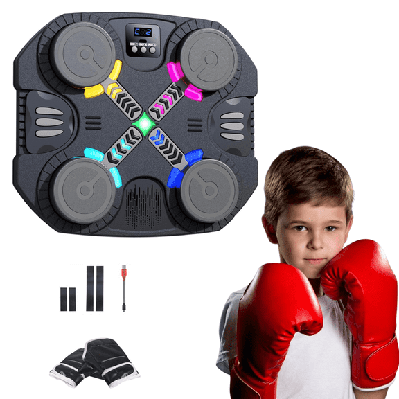 Music Boxing Machine for Kid/Adults, Music Punching Machine with Rhythm Light, Smart Bluetooth Boxing Equipment with Glove, Sports Toy Gift for Ages 3-12 Year Old (Style-a)