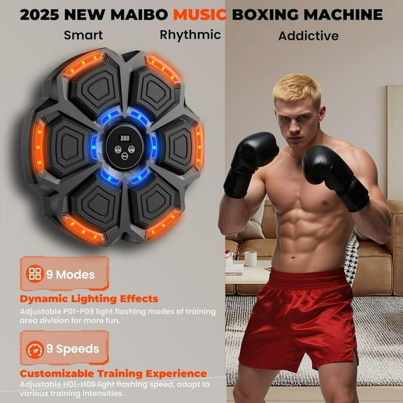 Music Boxing MachineMusic Boxing Machine with Smart BluetoothMusic Punching Machine Designed for Wall Mounting with GlovesMusic Boxing Machine for Kids and Adults Boasts Light Up Features