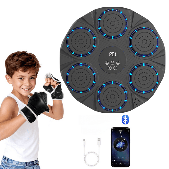 Music Boxing Machine, Music Punching Trainer with Boxing Gloves, Wall Mounted Electronic Workout Punching Machine for Kids, 1 Pcs